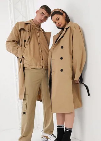 Тренч с ремнем COLLUSION Unisex-Коричневый