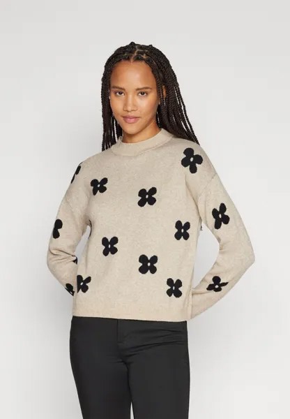 Свитшот VILA VIRIL O-NECK FLOWER, цвет black/natural