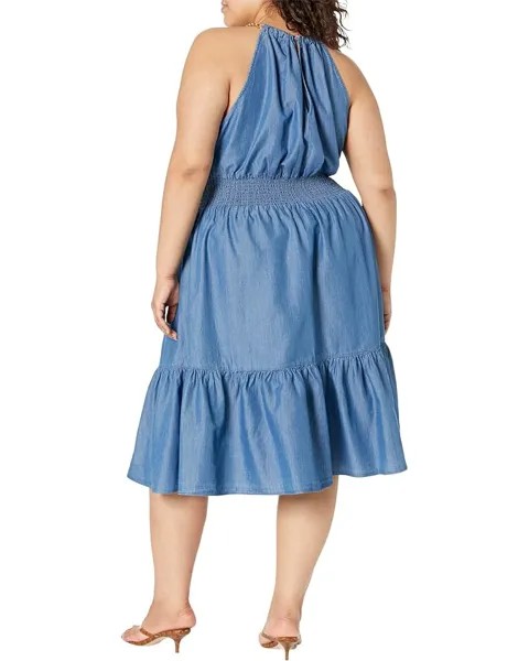 Платье Michael Kors Plus Size Halter Neck Midi Dress, цвет Light Cadet Wash