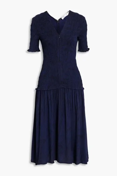 Платье миди из крепа с присборенными полосками Proenza Schouler, темно-синий