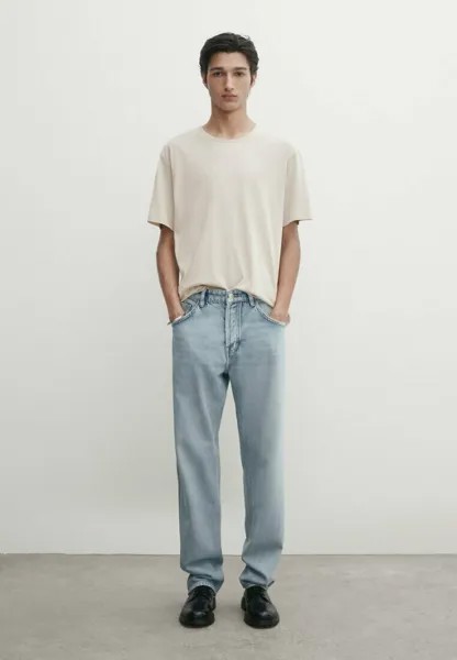 Базовая футболка Short Sleeve Massimo Dutti, бежевая