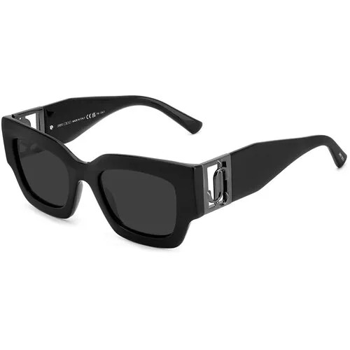 Солнцезащитные очки Jimmy Choo, прямоугольные, оправа: пластик, с защитой от УФ, для женщин, черный