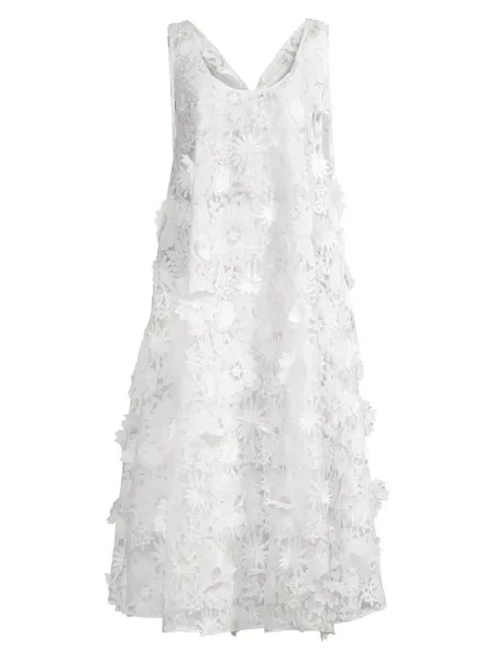 Платье-миди без рукавов с цветочной аппликацией La Vie Style House, белый