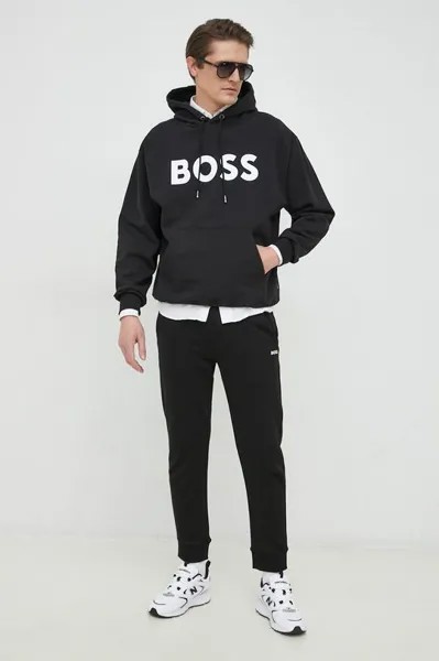 Хлопковые спортивные штаны BOSS BOSS GREEN Boss, черный