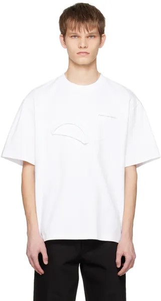 Белая футболка с двойным вырезом Feng Chen Wang
