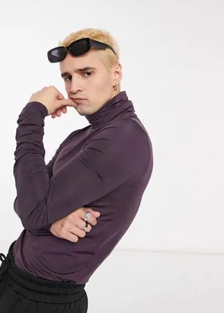 Фиолетовый лонгслив из вискозы с высоким воротником ASOS DESIGN