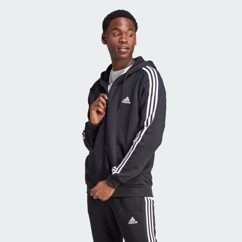 Джерси Adidas Essentials fleece 3 stripes full zip hoodie, черный