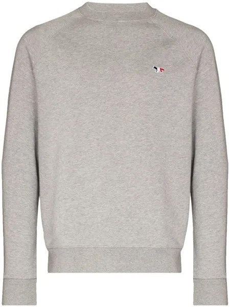 Maison Kitsuné свитер с нашивкой, серый