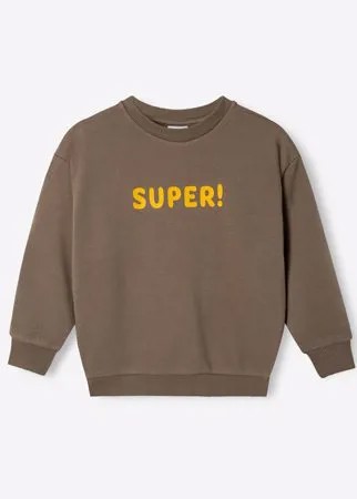 Хаки свитшот с надписью SUPER! для мальчика Gloria Jeans