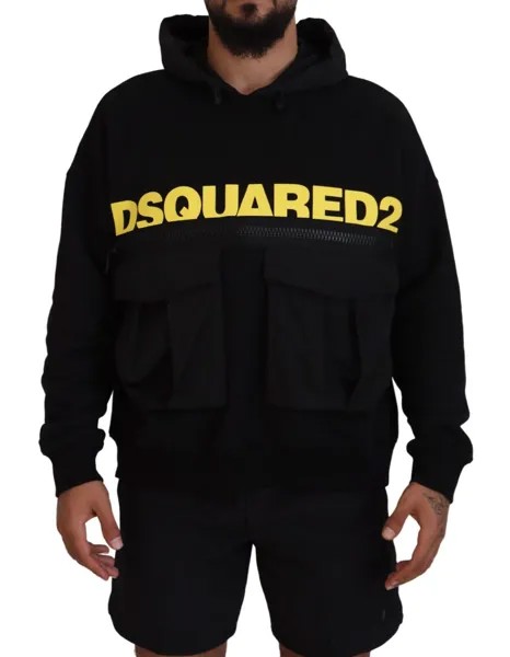 Свитер DSQUARED2 Черный хлопковый пуловер с капюшоном и принтом IT48/US38/M Рекомендуемая розничная цена 600 долларов США