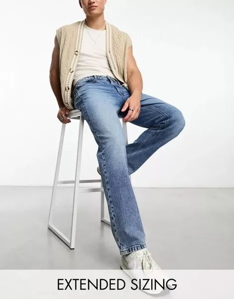 Винтажные прямые джинсы средней потертости ASOS