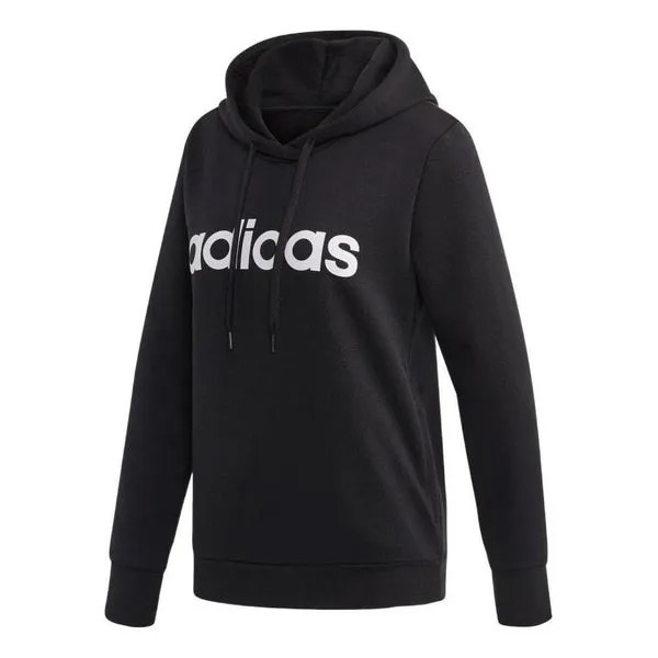 Толстовка Essentials линейный пуловер с капюшоном азиатские размеры Adidas, черный