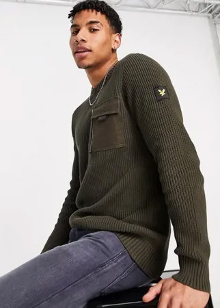 Трикотажный джемпер в рубчик с карманом из ткани Lyle & Scott-Зеленый