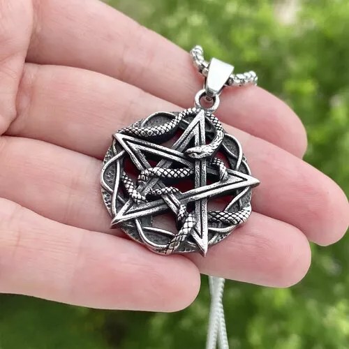 Колье Пентакль, Подвеска, длина 44 см, серебряный