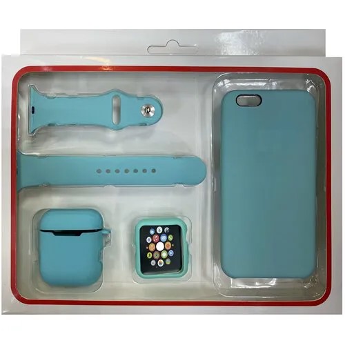 Набор 4в1 (Silicone Case iPhone 6 / 6S +Чехол+Ремешок+