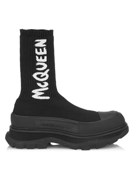 Ботинки-носки с логотипом Alexander Mcqueen, цвет Black White