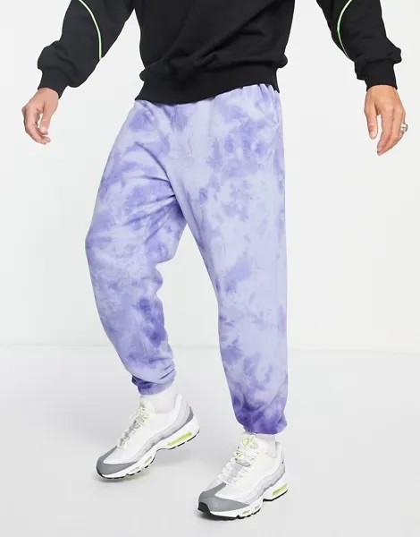 Голубые oversized-джоггеры с принтом тай-дай ASOS DESIGN-Голубой