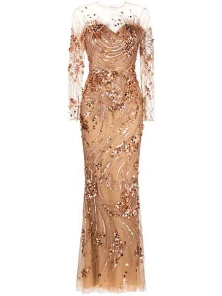 Zuhair Murad платье макси с пайетками, нейтральный цвет
