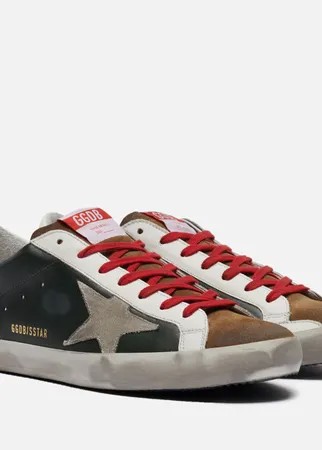 Мужские кроссовки Golden Goose Superstar Leather/Suede Star, цвет оливковый, размер 45 EU