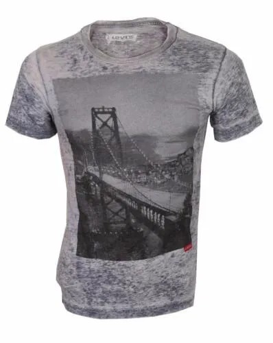 Мужская классическая хлопковая футболка Levis Strauss San Francisco Bridge серая