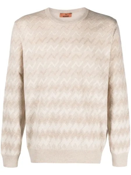 Missoni кашемировый джемпер с узором зигзаг, коричневый