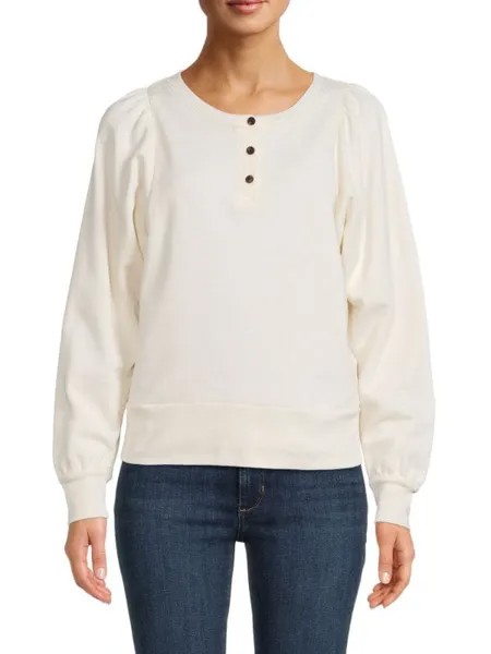 Толстовка Madewell Henley с пышными рукавами, ivory