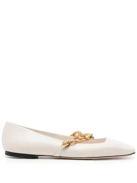 Jimmy Choo туфли-балетки Diamond Tilda из кожи, нейтральный цвет