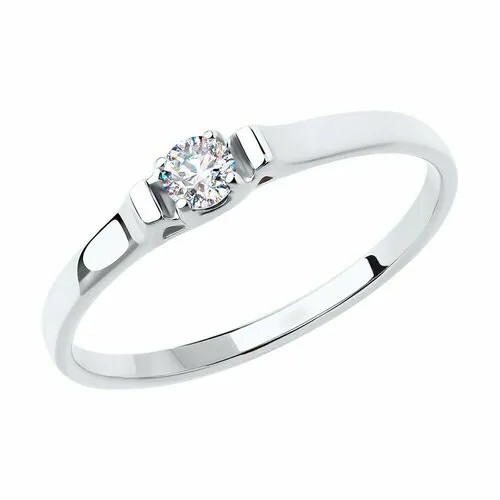Кольцо Diamant, белое золото, 585 проба, фианит, размер 17, бесцветный