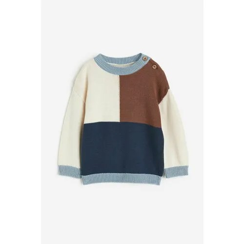 Джемпер H&M, размер 74, коричневый, белый, голубой, синий