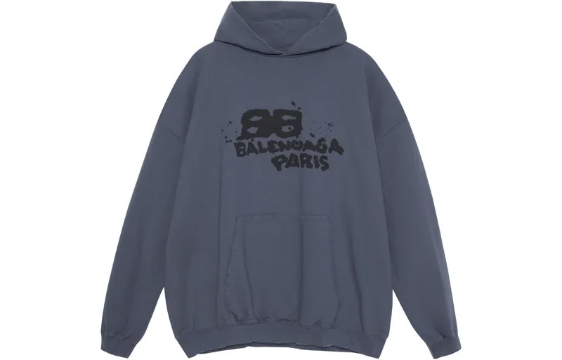 Balenciaga худи с принтом логотипа Graffiti, цвет Blue
