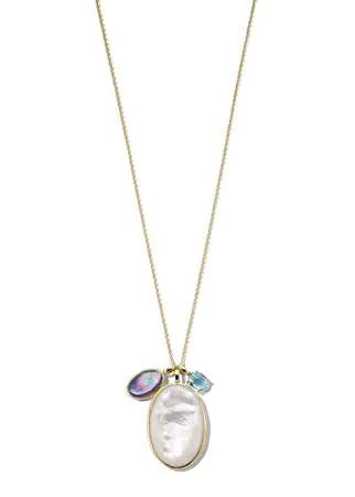 IPPOLITA колье Luce 3-stone с подвеской из желтого золота с камнями