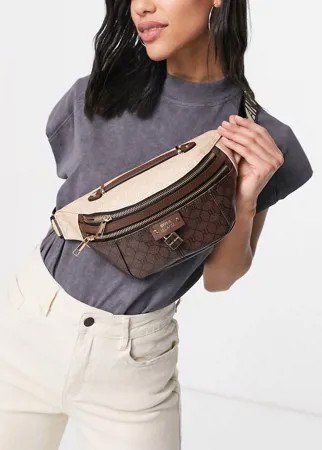 Коричневая сумка-слинг через плечо с монограммой River Island-Коричневый цвет