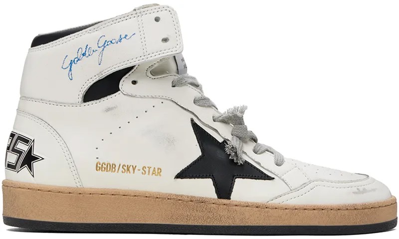 Бело-черные кроссовки Sky-Star Golden Goose