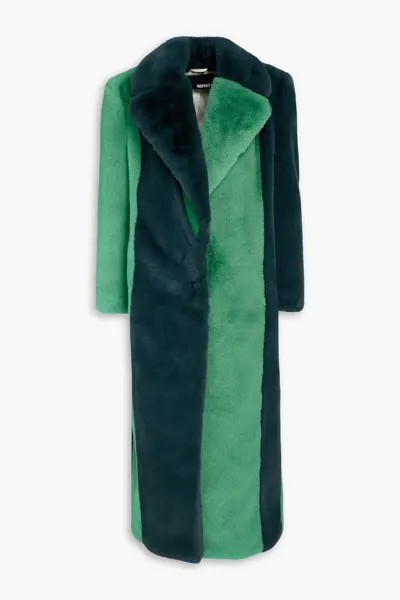 Двухцветное пальто из искусственного меха Rotate Birger Christensen, зеленый