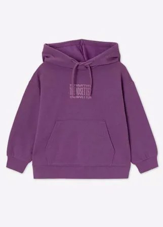 Фиолетовое худи oversize с принтом Trendsetter для девочки Gloria Jeans