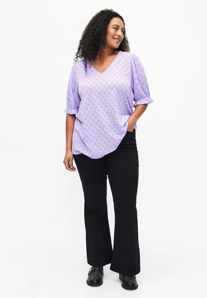 Блузка V-Neck With Hole Pattern Zizzi, фиолетовый