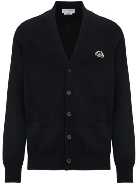 Alexander McQueen кардиган Seal с вышитым логотипом, черный