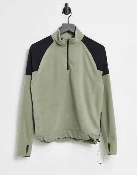 Свитшот цвета хаки под куртку с воротником на молнии Nike Running Air-Зеленый цвет