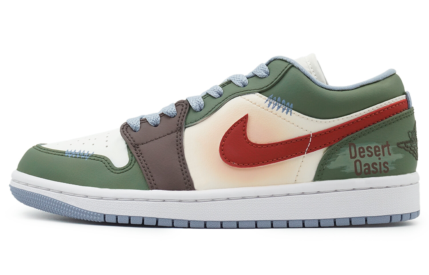 Кроссовки Air Jordan 1 Vintage Basketball Shoes Women's Low-top Green/White, хаки