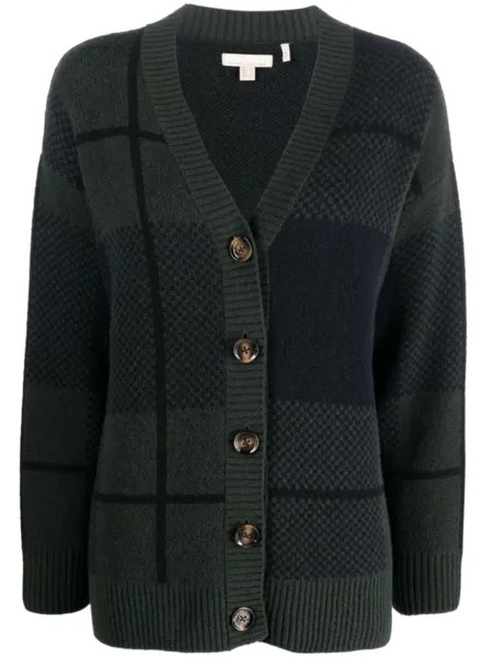 Barbour клетчатый кардиган Marie с V-образным вырезом, синий
