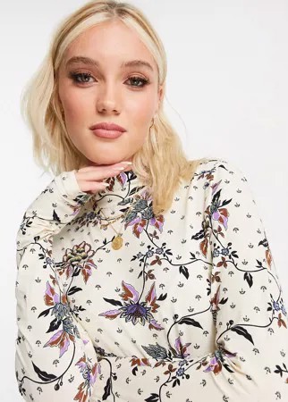 Лонгслив с цветочным принтом из органического хлопка Maison Scotch-Белый