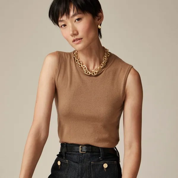 Укороченный свитер из легкой кашемировой смеси J.Crew, коричневый