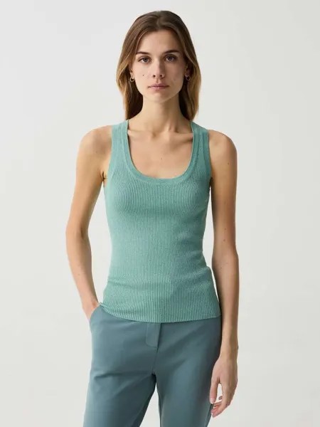 Майка в рубчик с люрексом Ovs, цвет aqua green