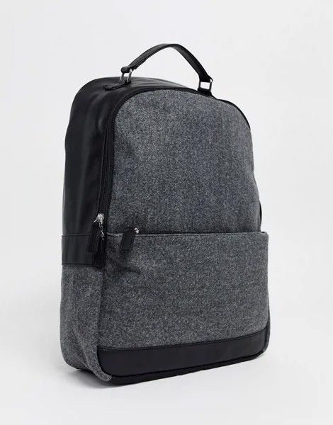 Серый рюкзак с серебристыми молниями ASOS DESIGN