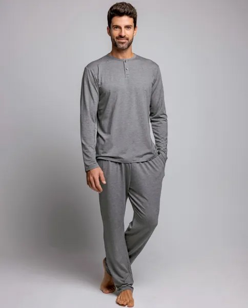 Мужская длинная серая пижама из модала ZD, светло-серый