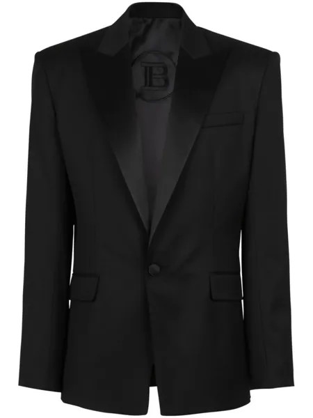 Balmain пиджак с атласными лацканами, черный
