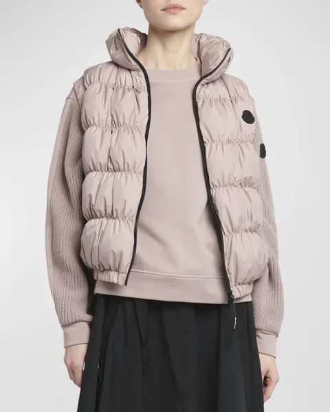 Пуховик Apriate со сборками Moncler, цвет Pastel Pink