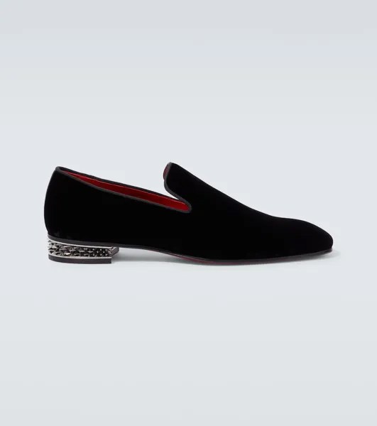 Бархатные лоферы Dandyrocks Christian Louboutin, черный