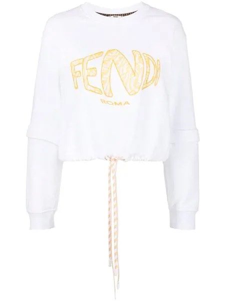 Fendi укороченное худи с логотипом