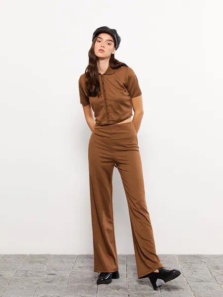 Удобные однотонные женские спортивные штаны с эластичной талией LCW Casual